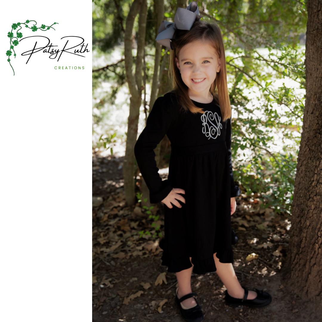 Customized Long Sleeve Toddler Girls' Twirl Dress - Monogrammed Ruffle Dress