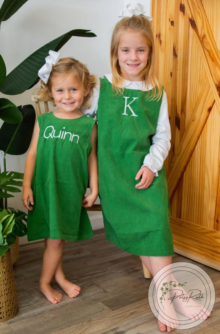 Holiday Jumper Dress: Embroidered Cotton for Kids (Personalized Sizes 6mo-10)