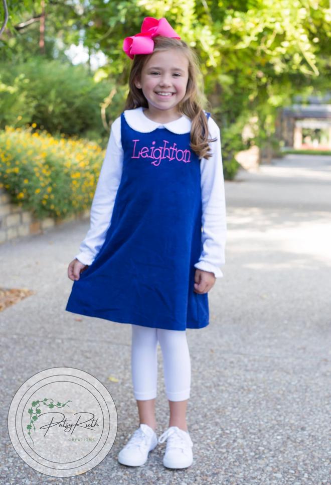 Holiday Jumper Dress: Embroidered Cotton for Kids (Personalized Sizes 6mo-10)
