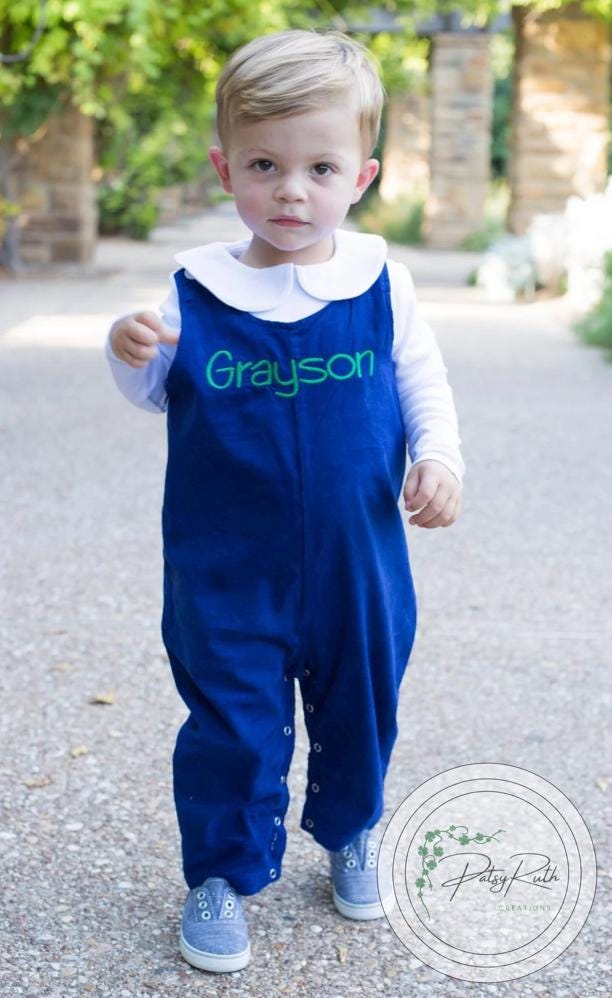 Soft Cotton Longalls Personalized Little Boy Longalls: Holiday Style, Gingham & Corduroy