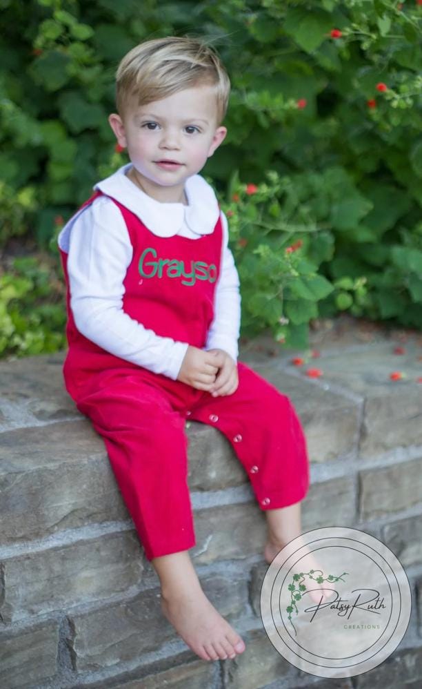 Soft Cotton Longalls Personalized Little Boy Longalls: Holiday Style, Gingham & Corduroy