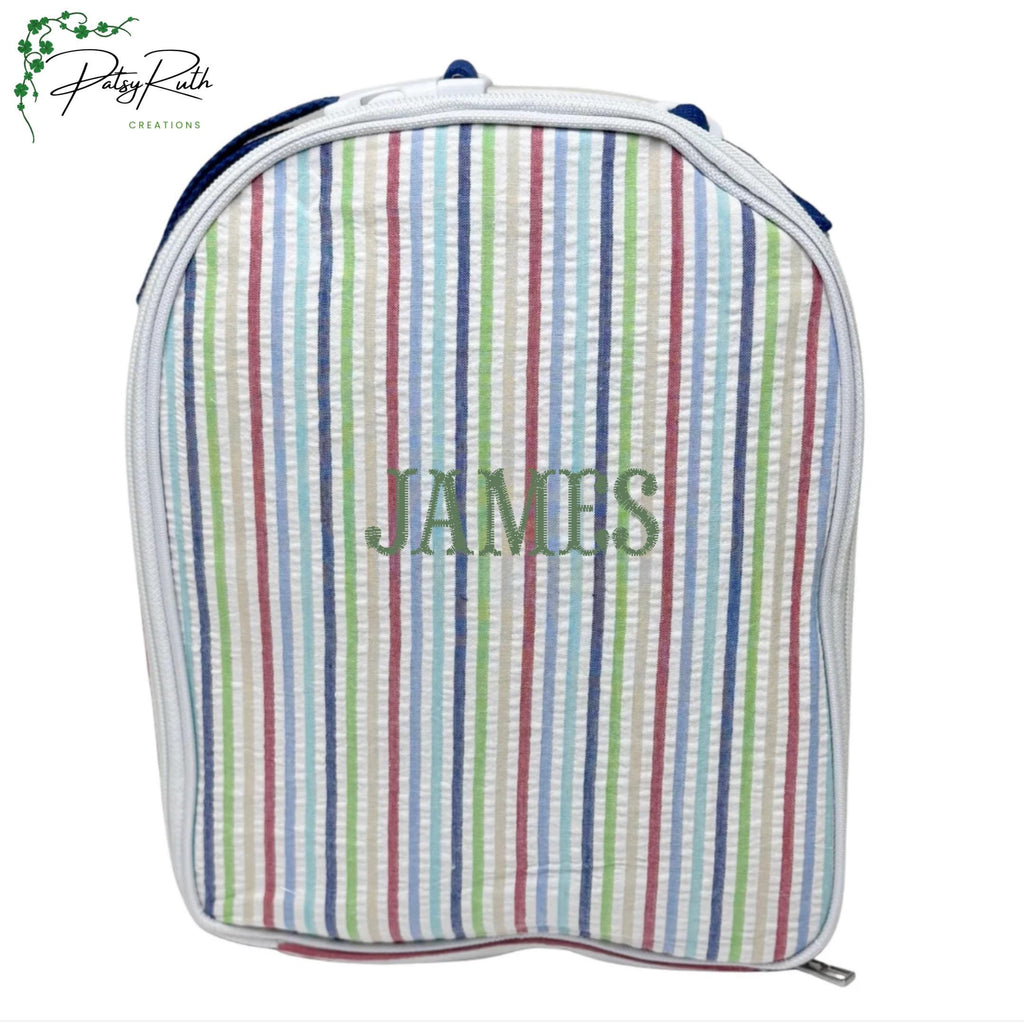 Personalized Seersucker Insulated Lunchbox