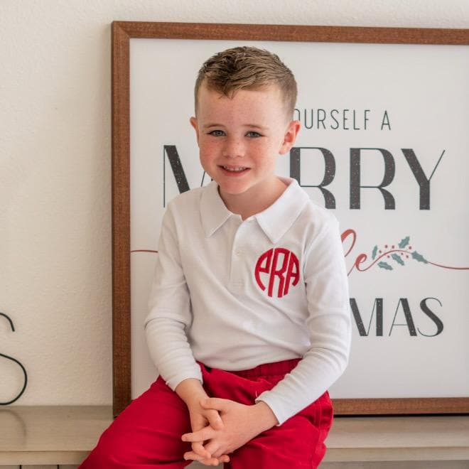 Children's White Cotton Tops: Personalized Embroidered Apparel, Soft Fabric (Boys Polo, Girls Puff Sleeve, Unisex Sizes)