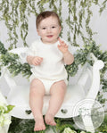 Baby White Cotton Bodysuits: Personalized Embroidered Apparel, Soft Fabric
