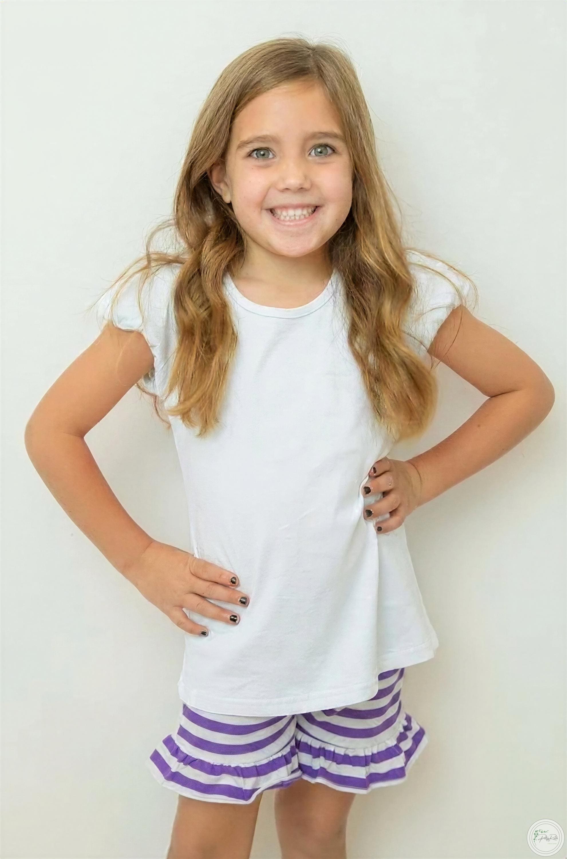 Children's White Cotton Tops: Personalized Embroidered Apparel, Soft Fabric (Boys Polo, Girls Puff Sleeve, Unisex Sizes)