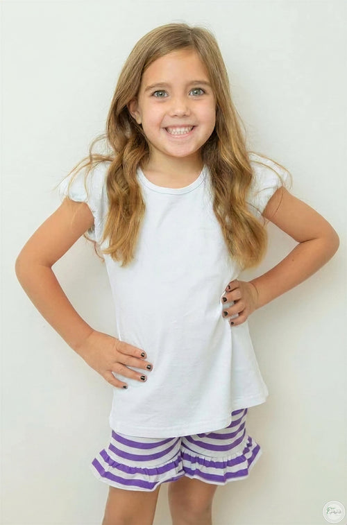 Children's White Cotton Tops: Personalized Embroidered Apparel, Soft Fabric (Boys Polo, Girls Puff Sleeve, Unisex Sizes)