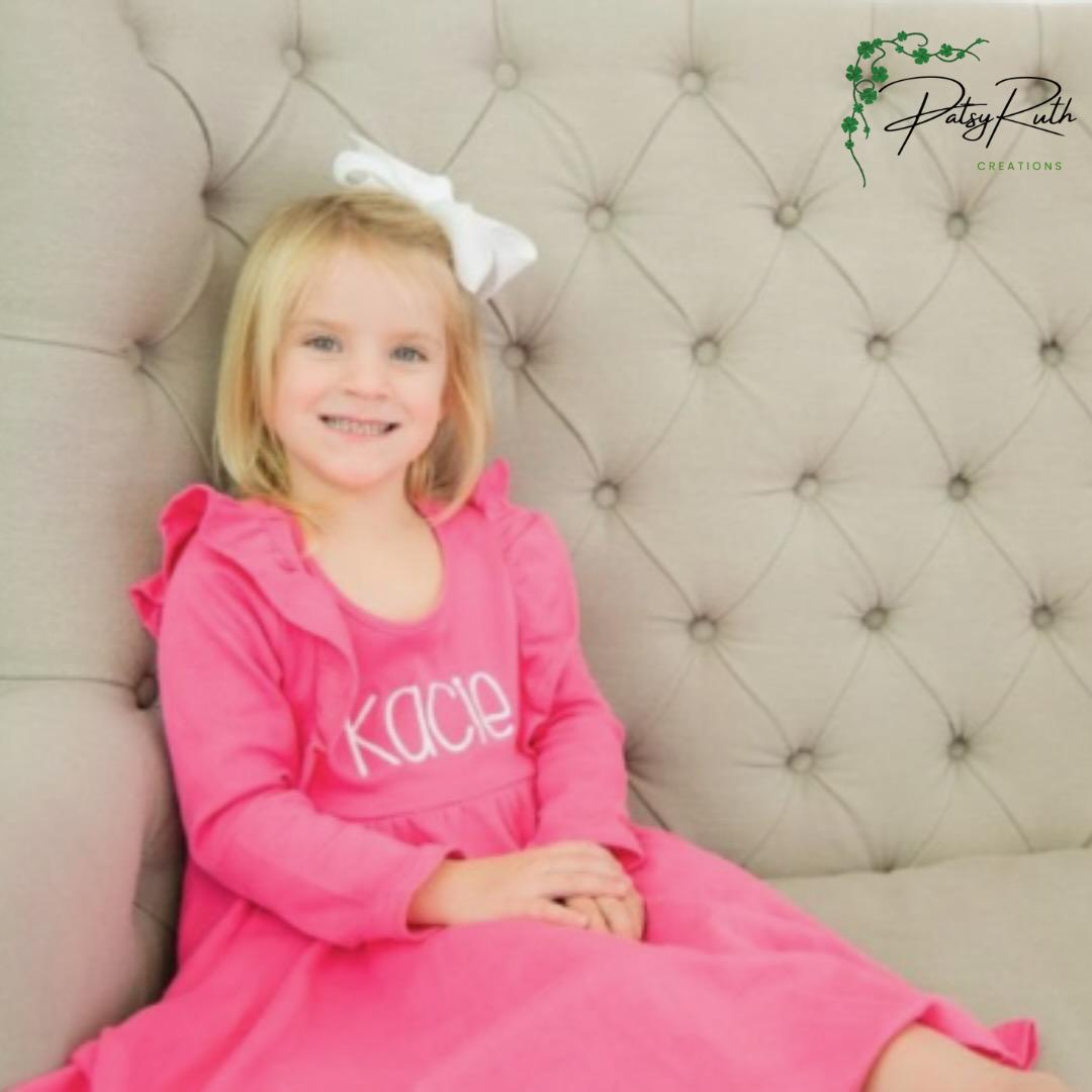 Customized Long Sleeve Baby Girls' Twirl Dress - Monogrammed Ruffle Dress