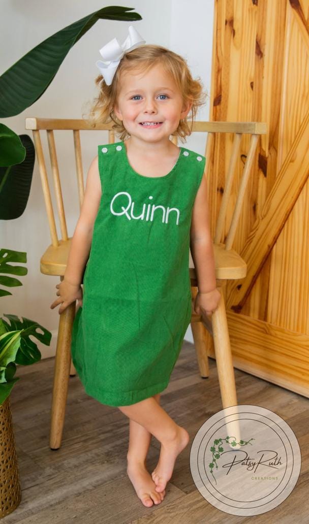 Holiday Jumper Dress: Embroidered Cotton for Kids (Personalized Sizes 6mo-10)