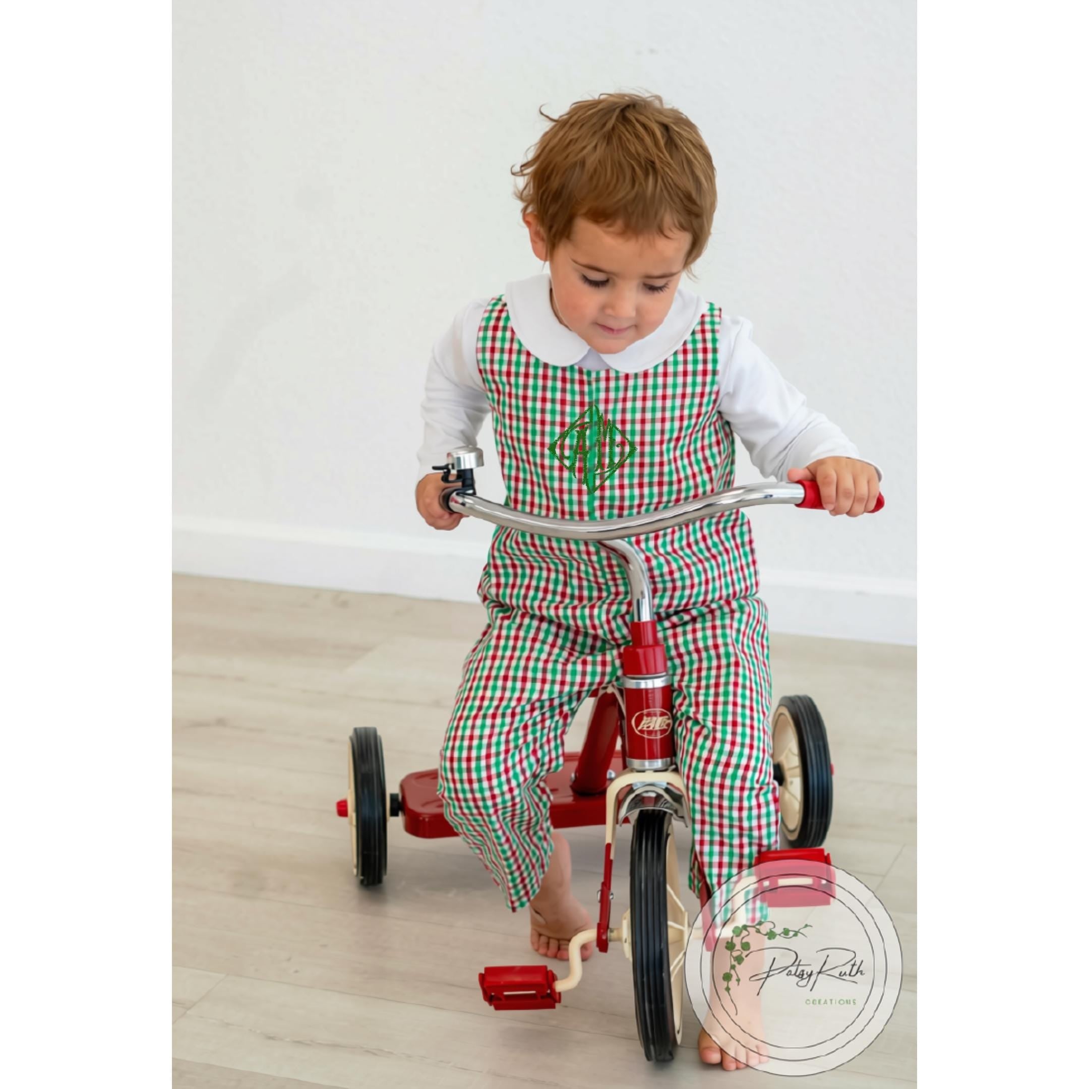 Soft Cotton Longalls Personalized Little Boy Longalls: Holiday Style, Gingham & Corduroy