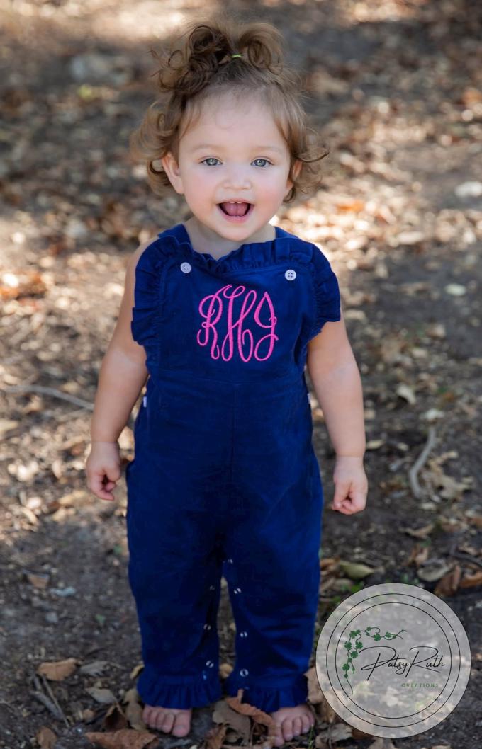 Soft Cotton Longalls Personalized Little Girl Ruffle Longalls: Holiday Style, Gingham & Corduroy