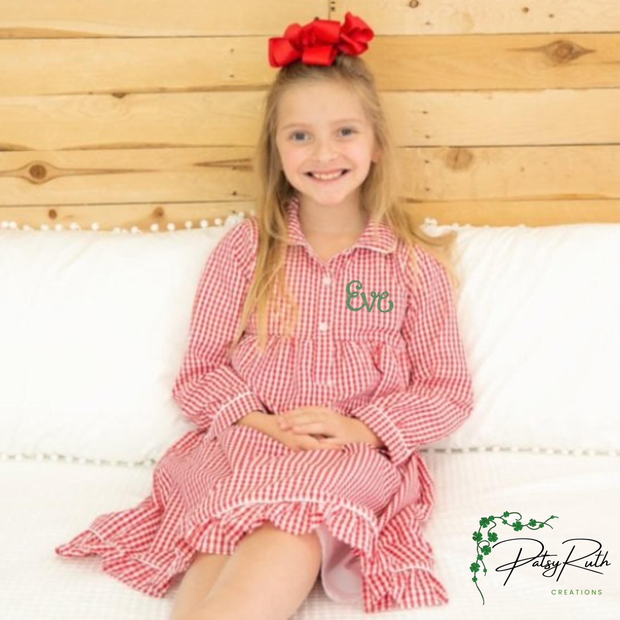 Children's Monogrammed Christmas Lounge Dress