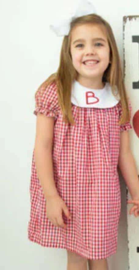 Baby Girl Short Sleeve Bishop's Dress with Personalized Monogram