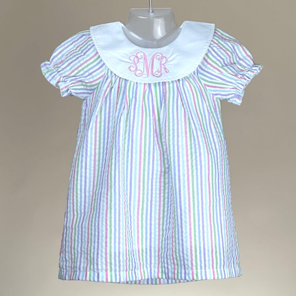 Girls Short Sleeve Bishop's Dress with Personalized Monogram