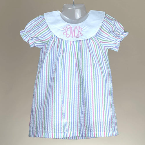 Baby Girl Short Sleeve Bishop's Dress with Personalized Monogram