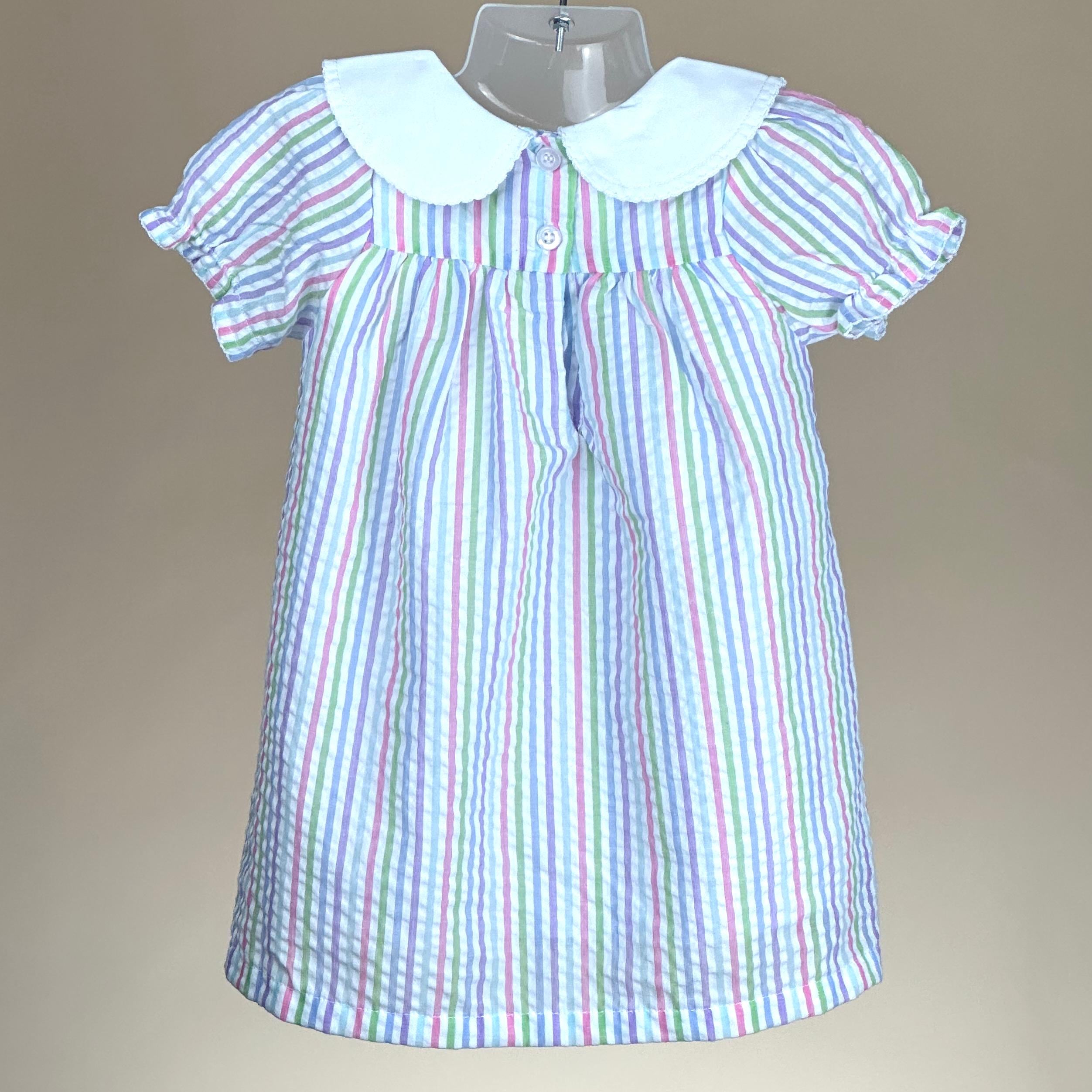 Toddler Girl Short Sleeve Bishop's Dress with Personalized Monogram