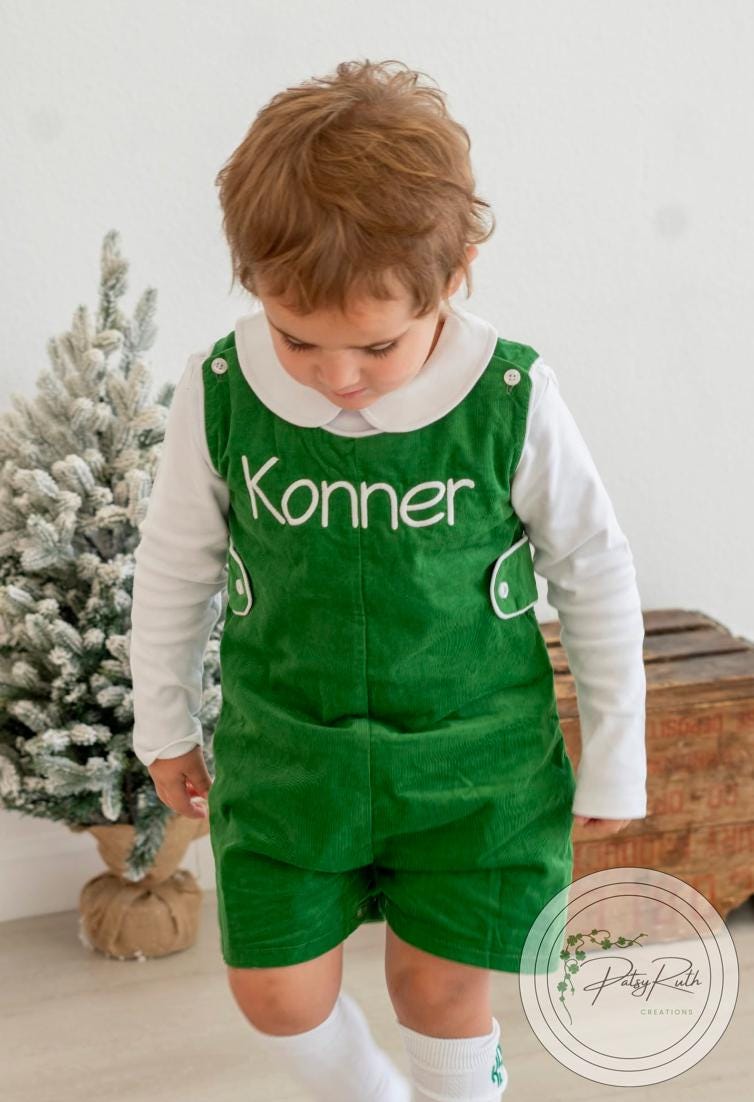 Corduroy Boys Jon Jon: Classic Double Button Straps - 100% Cotton Fabric, Fully Lined, Snap Closure for Easy Diaper Change