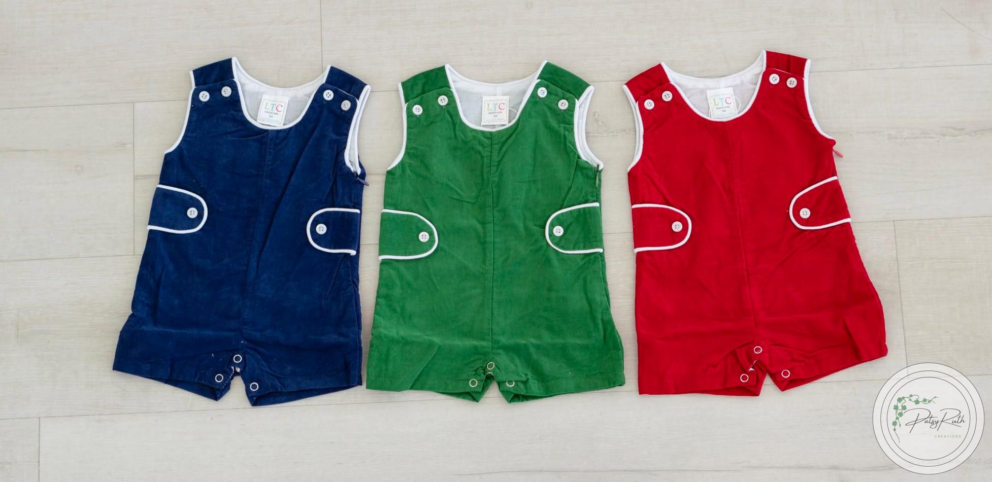 Corduroy Boys Jon Jon: Classic Double Button Straps - 100% Cotton Fabric, Fully Lined, Snap Closure for Easy Diaper Change