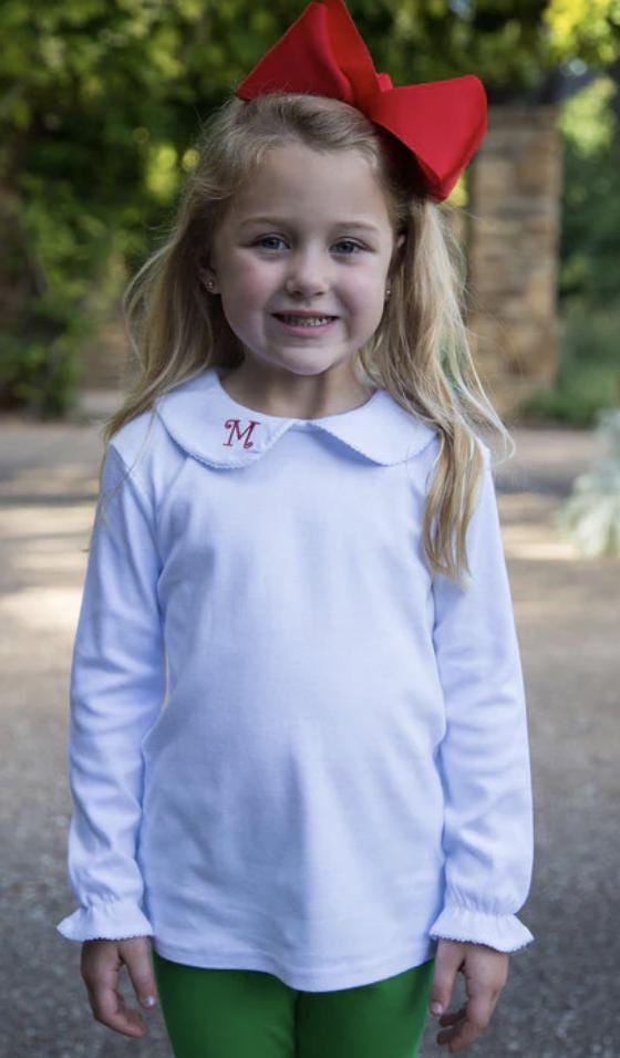 Children's White Cotton Tops: Personalized Embroidered Apparel, Soft Fabric (Boys Polo, Girls Puff Sleeve, Unisex Sizes)