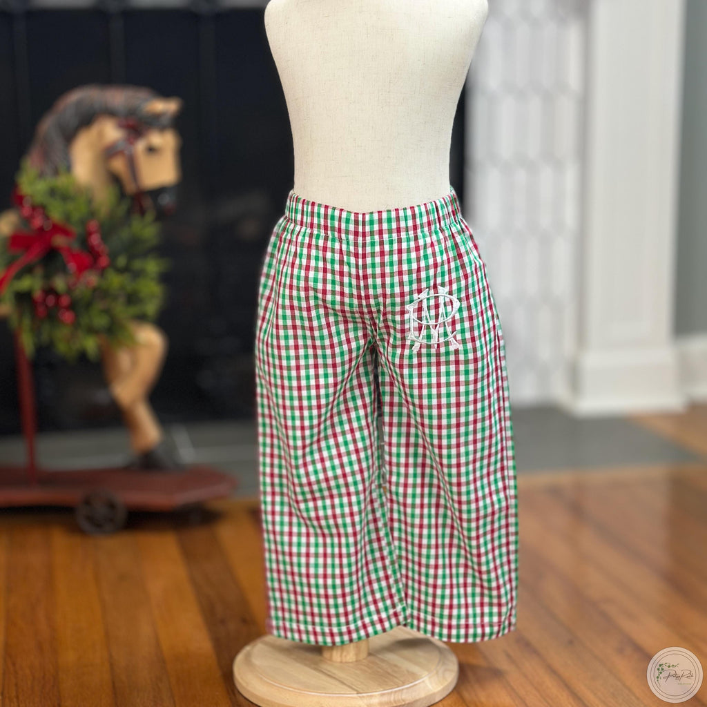 Boys Holiday Cotton Pants: Corduroy & Gingham Pattern, Fully Lined, Pockets | Soft Fabric, Comfortable Fit