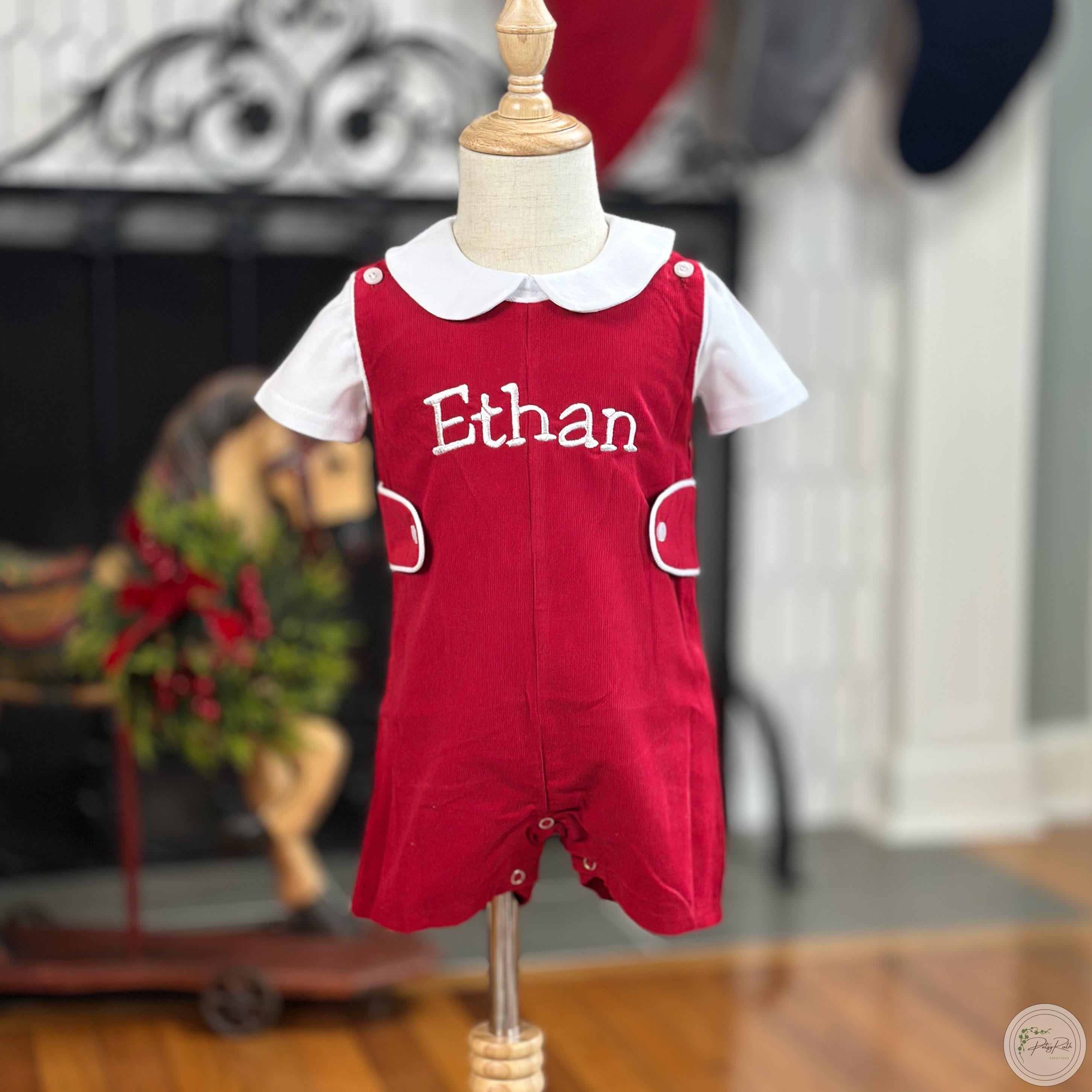 Corduroy Boys Jon Jon: Classic Double Button Straps - 100% Cotton Fabric, Fully Lined, Snap Closure for Easy Diaper Change
