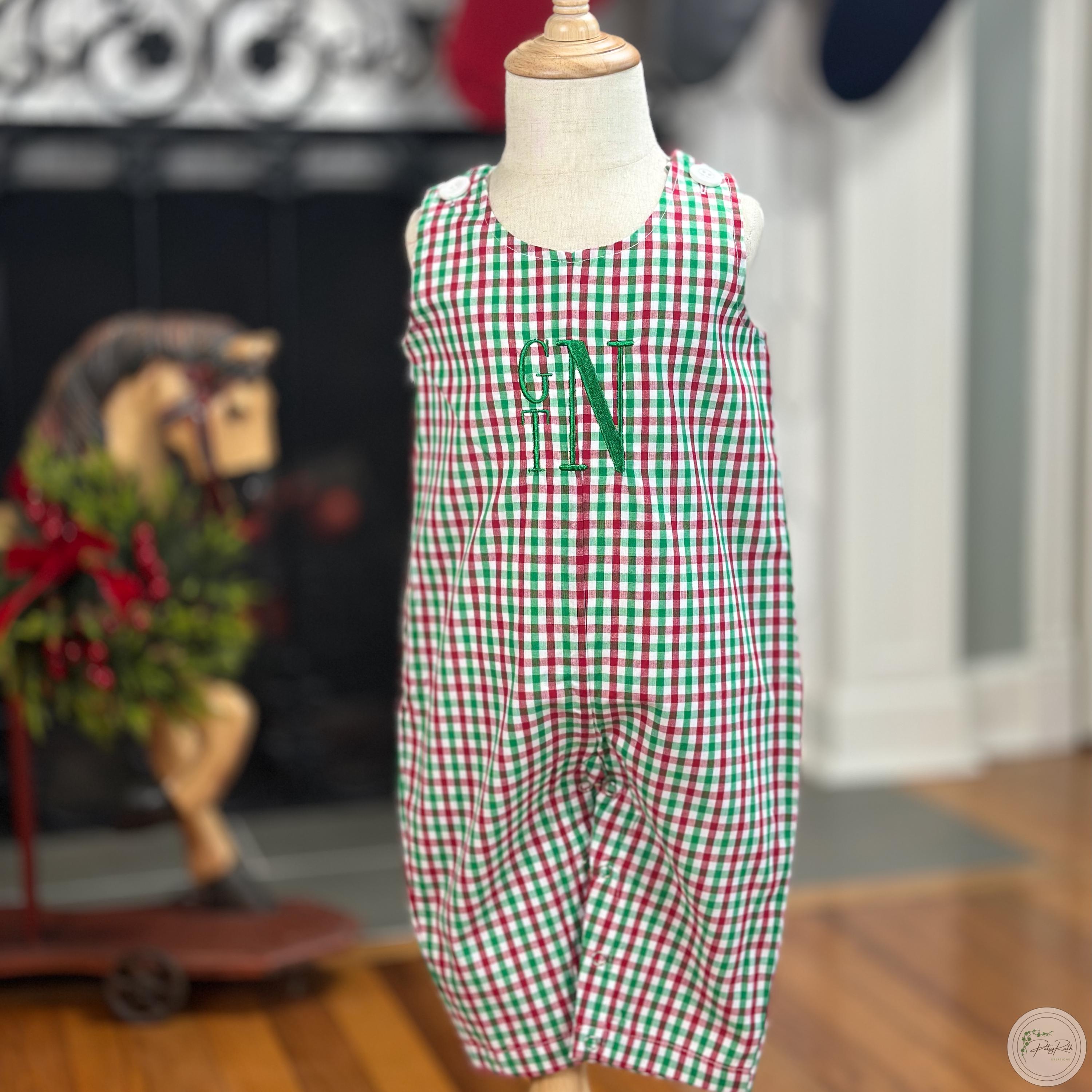 Soft Cotton Longalls Personalized Little Boy Longalls: Holiday Style, Gingham & Corduroy