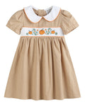 Light Brown Pumpkin Smocked Collared Dress