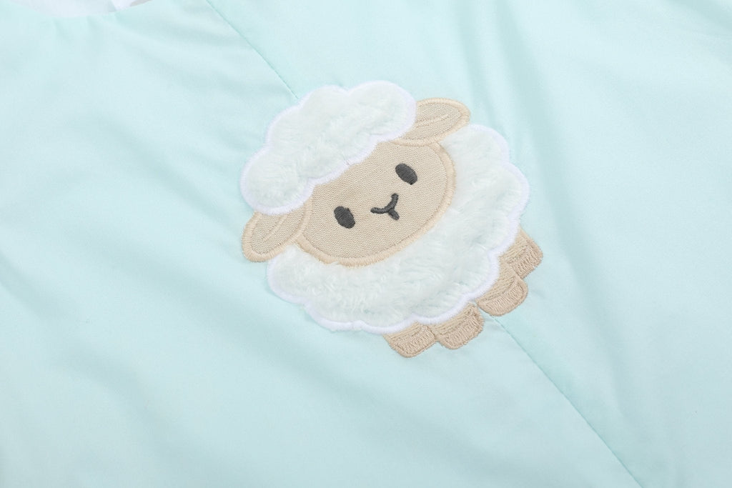 Misty Blue Fuzzy Lamb Shortalls