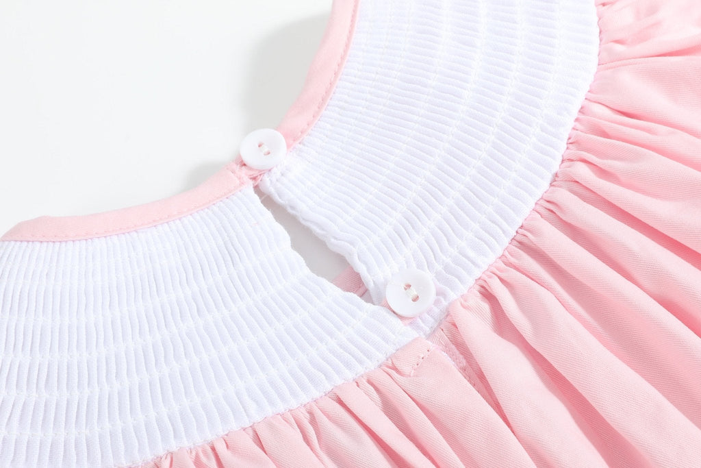 Pink Hearts & Bows Smocked Bishop Dress