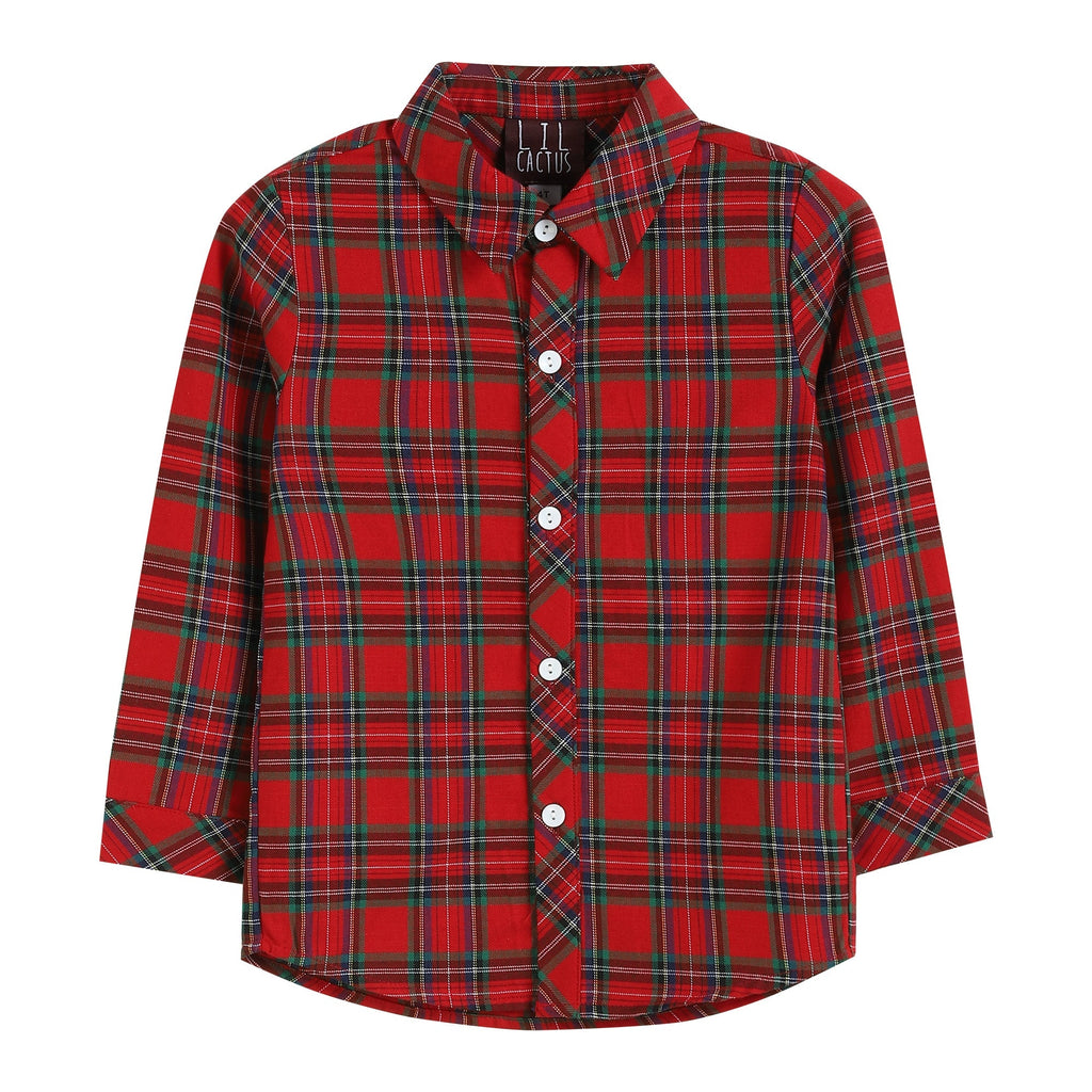Red & Green Tartan Button-Up