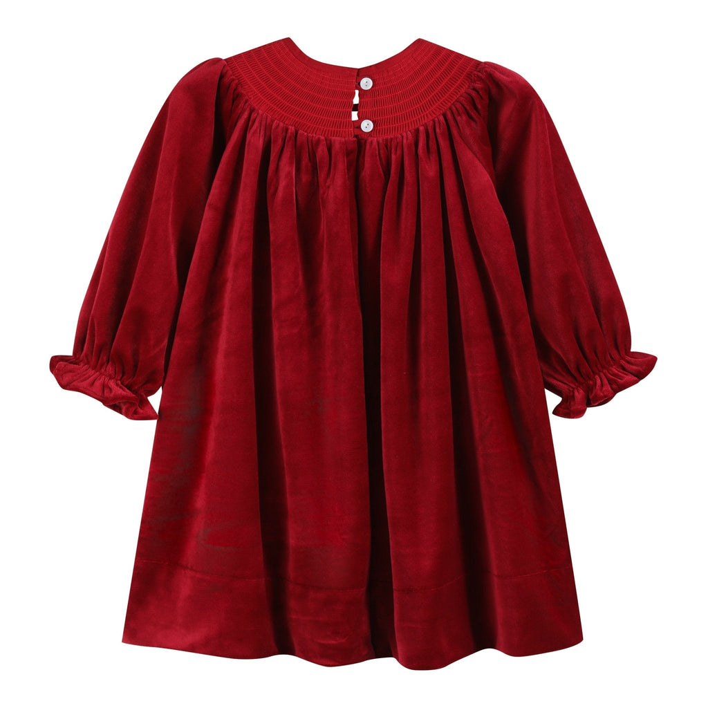 Red Velvet Nativity Smocked Dress