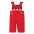 Red & White Santa Smocked Overalls