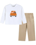 White Football Truck Shirt and Brown Pants Set
