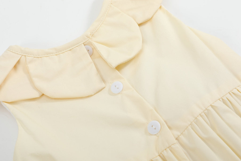 Yellow Petal Collared Smocked Bubble Romper