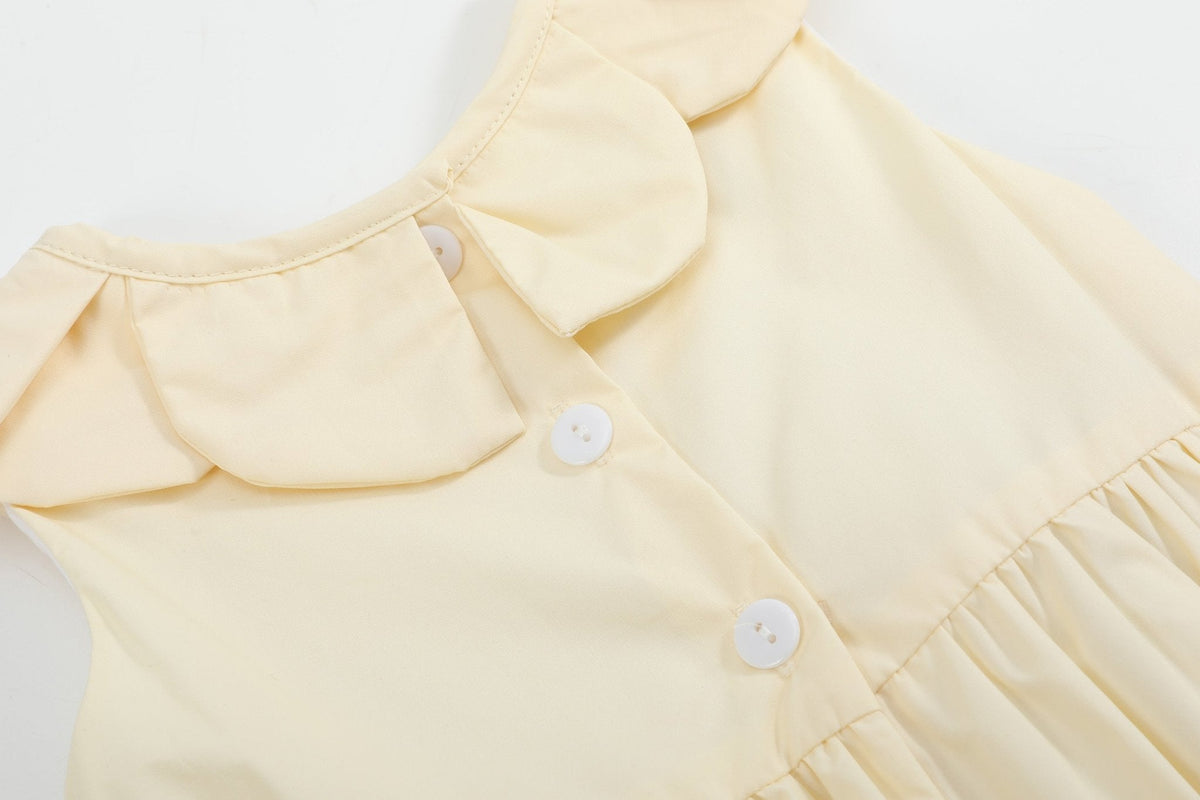Yellow Petal Collared Smocked Bubble Romper