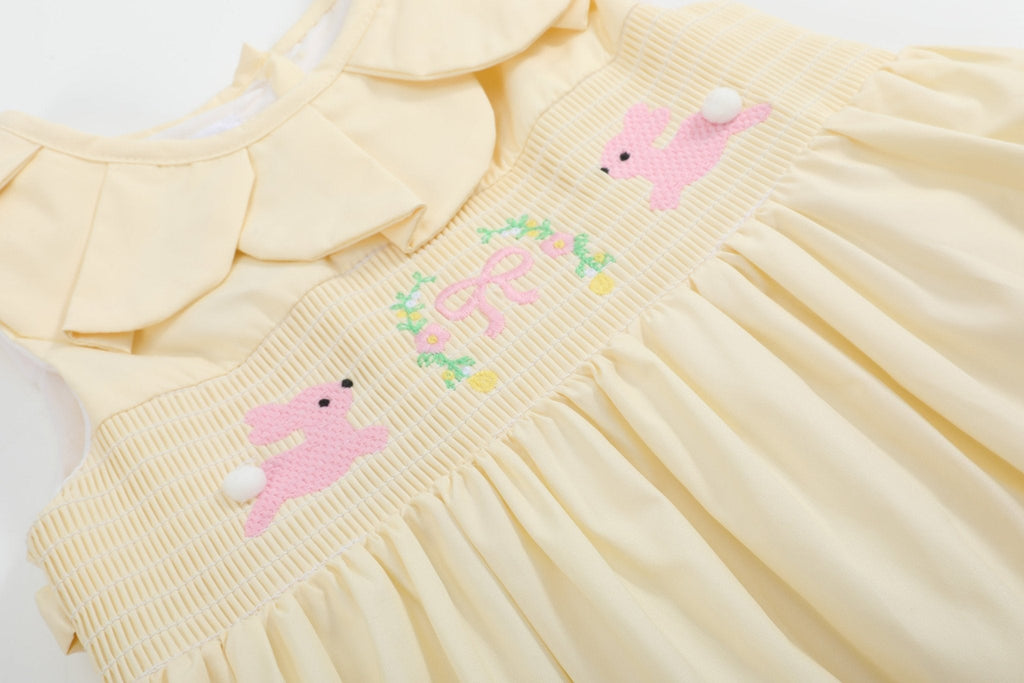 Yellow Petal Collared Smocked Dress
